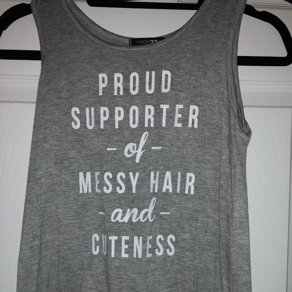 Gray tank with fringe bottom